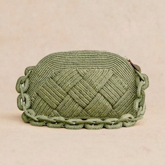 Sezane Isabelle Raffia Woven Bag Green Pistachio NWOT ✨ ELLE Editor Pick - Picture 2 of 7